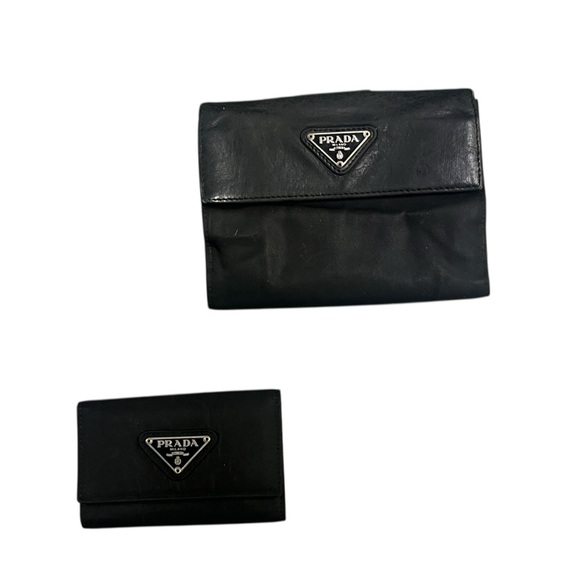 Prada Handbags - 👝 Prada Nylon & Leather Wallet with Key Holder – Black | Made in Italy